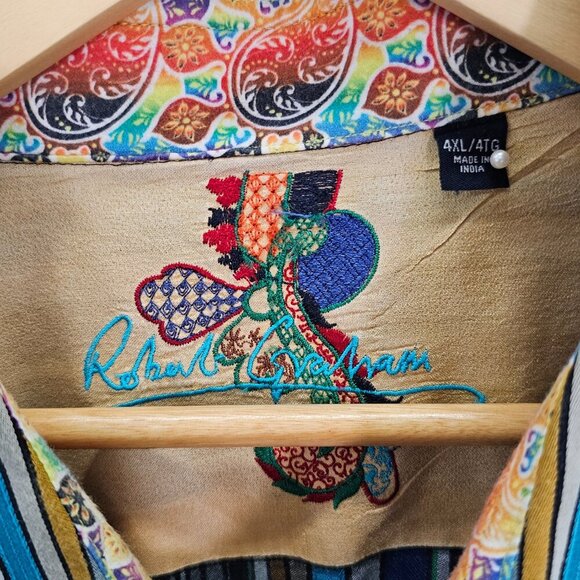 Robert Graham 4XL Classic Fit Green Stripe Contrasting Cuff Button Front… - Picture 3 of 8